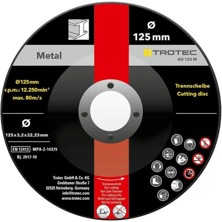 Abrazīvo disku komplekts metālam un akmenim 11gab125mm Trotec